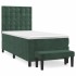 Cama box spring con colchón terciopelo verde oscuro 90x200