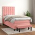 Cama box spring con colchón terciopelo rosa 100x200