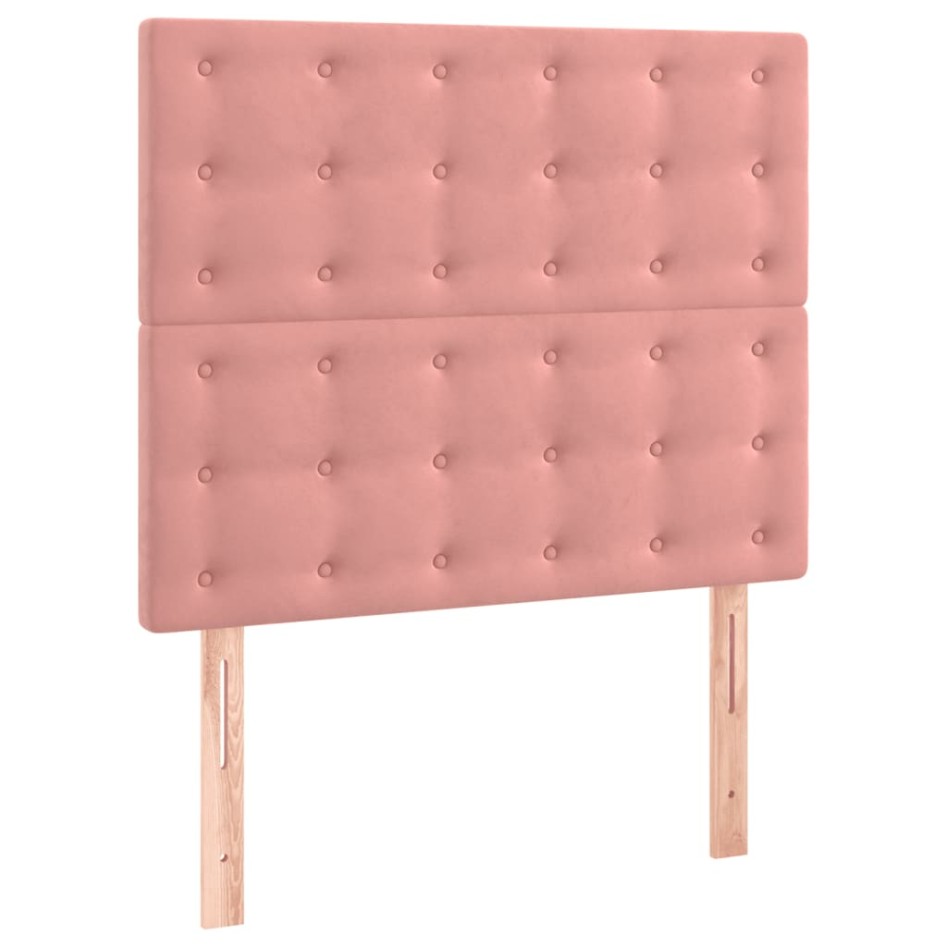 Cama box spring con colchón terciopelo rosa 100x200