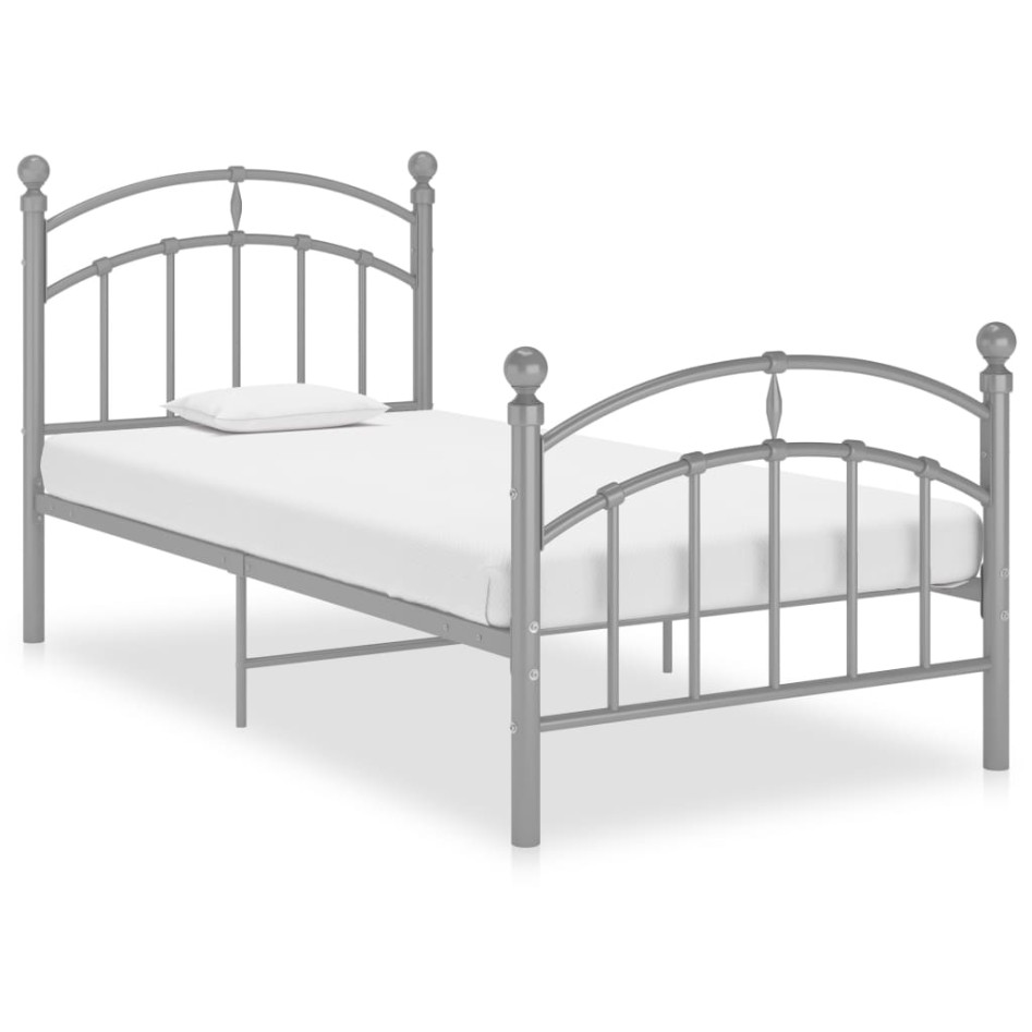 Estructura de cama de metal gris 90x200