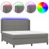 Cama box spring colchón y luces LED tela gris oscuro 160x200