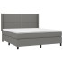 Cama box spring colchón y luces LED tela gris oscuro 160x200