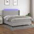 Cama box spring colchón y luces LED tela gris claro 180x200