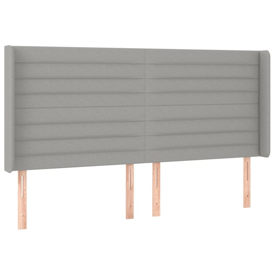 Cama box spring colchón y luces LED tela gris claro 180x200
