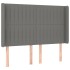 Cama box spring colchón y luces LED tela gris oscuro 140x190