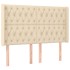 Cama box spring colchón y luces LED tela crema 140x190