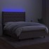 Cama box spring colchón y luces LED tela gris taupe 140x200