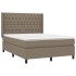 Cama box spring colchón y luces LED tela gris taupe 140x200