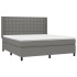 Cama box spring colchón y luces LED tela gris oscuro 160x200