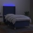 Cama box spring colchón y luces LED tela azul 80x200