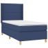 Cama box spring colchón y luces LED tela azul 80x200