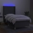 Cama box spring colchón y luces LED tela gris oscuro 100x200