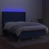 Cama box spring colchón y luces LED tela azul 140x190