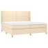 Cama box spring colchón y luces LED tela crema 200x200