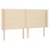 Cama box spring colchón y luces LED tela crema 200x200