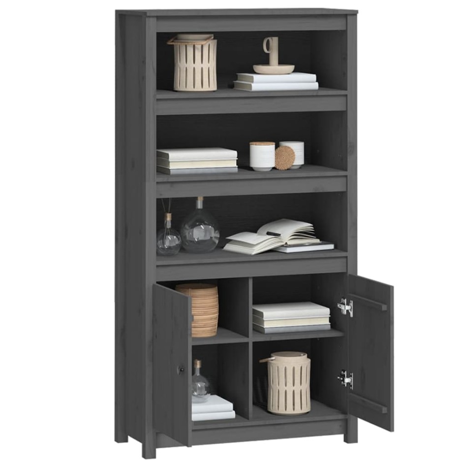 Aparador alto madera maciza de pino gris 80x35x154