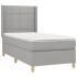 Cama box spring colchón y luces LED tela gris claro 100x200
