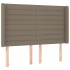 Cama box spring colchón y luces LED tela gris taupe 140x200