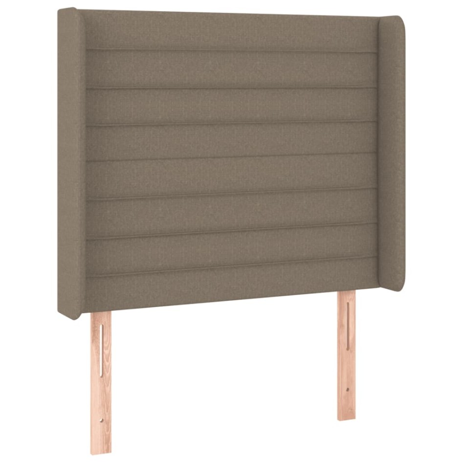 Cama box spring colchón y luces LED tela gris taupe 100x200
