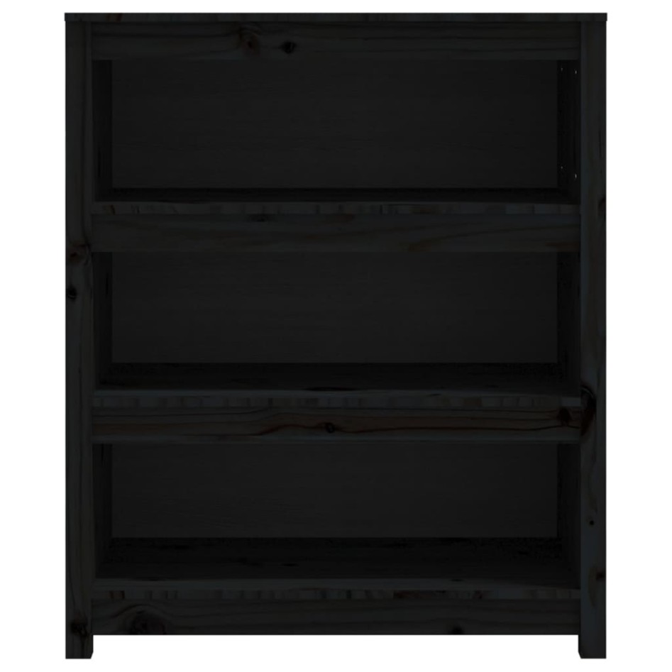 Estantería madera maciza de pino negra 80x35x97