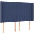 Cama box spring colchón y luces LED tela azul 140x200