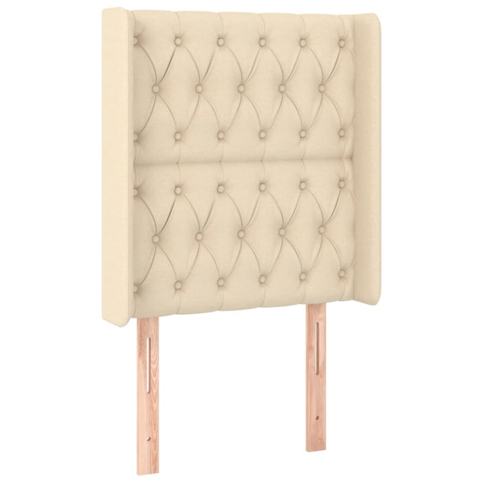 Cama box spring colchón y luces LED tela crema 80x200