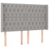 Cama box spring colchón y luces LED tela gris claro 160x200