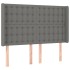 Cama box spring colchón y luces LED tela gris oscuro 140x190