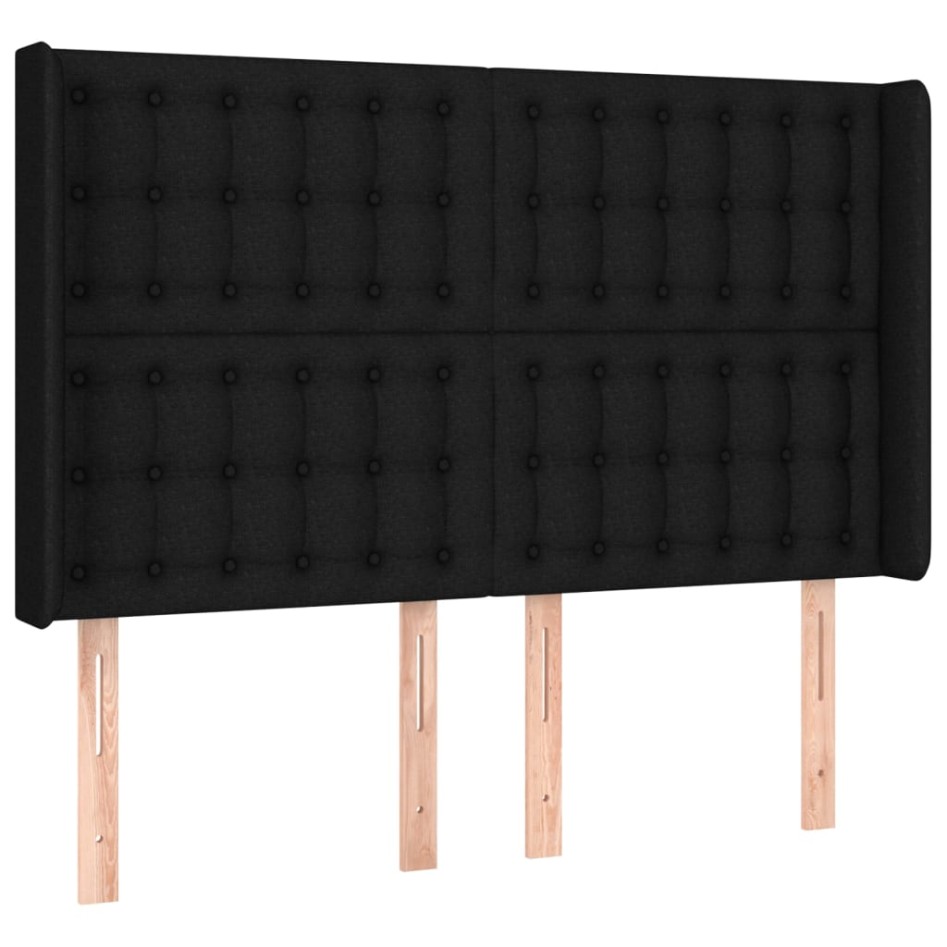 Cama box spring colchón y luces LED tela negro 140x200