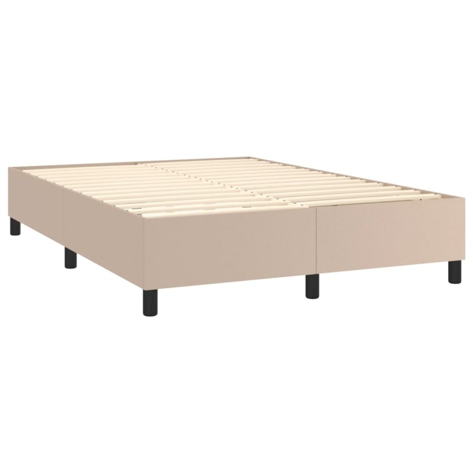 Cama box spring colchón LED cuero sintético capuchino