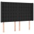 Cama box spring colchón y LED cuero sintético negro 140x200