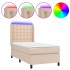 Cama box spring colchón LED cuero sintético capuchino 90x200