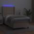 Cama box spring colchón LED cuero sintético capuchino 90x200