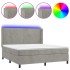 Cama box spring colchón y LED terciopelo gris claro 180x200