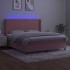 Cama box spring colchón y LED terciopelo rosa 180x200