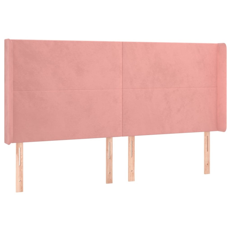 Cama box spring colchón y LED terciopelo rosa 180x200