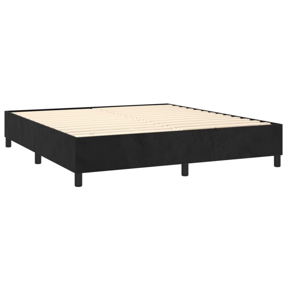 Cama box spring colchón y LED terciopelo negro 180x200