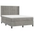 Cama box spring colchón y LED terciopelo gris claro 140x200