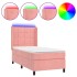 Cama box spring colchón y LED terciopelo rosa 90x200