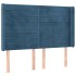 Cama box spring colchón y LED terciopelo azul oscuro 140x190