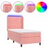 Cama box spring colchón y LED terciopelo rosa 80x200