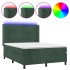 Cama box spring colchón y LED terciopelo verde oscuro