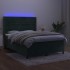 Cama box spring colchón y LED terciopelo verde oscuro