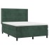 Cama box spring colchón y LED terciopelo verde oscuro