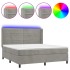 Cama box spring colchón y LED terciopelo gris claro 180x200