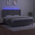 Cama box spring colchón y LED terciopelo gris claro 180x200