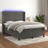 Cama box spring colchón y LED terciopelo gris oscuro 140x190