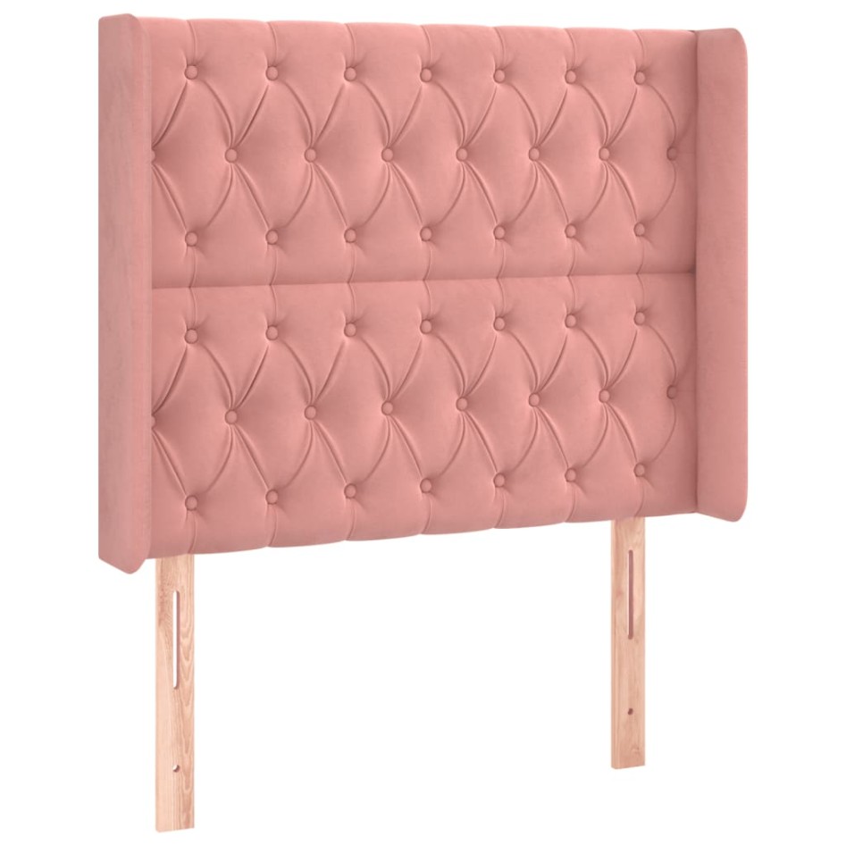 Cama box spring colchón y LED terciopelo rosa 90x200