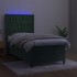 Cama box spring colchón y LED terciopelo verde oscuro 90x200