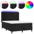 Cama box spring colchón y LED terciopelo negro 140x200